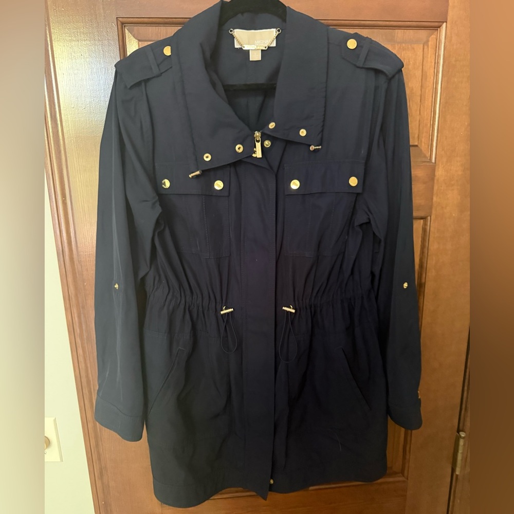 Michael Kors Dark Blue Utility Jacket with Gold Details